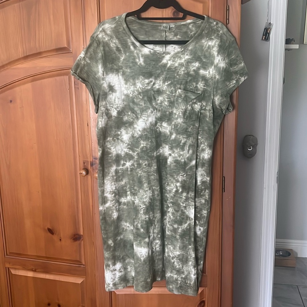 Gap Short Sleeve Dress Green Tye-dye